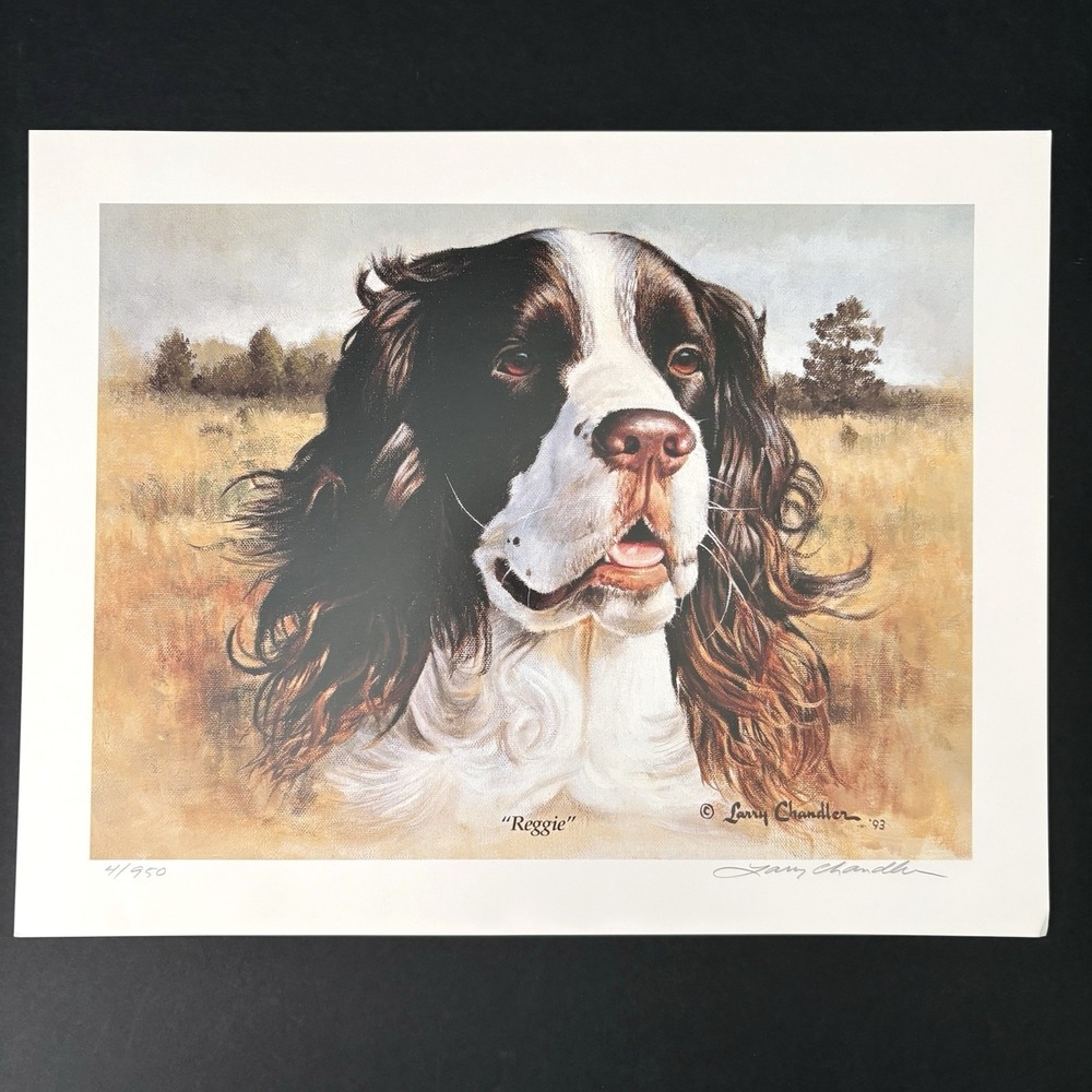 Larry Chandler English Spaniel Dog Reggie Art Print Signed Numbered 11"x‎ 14"
